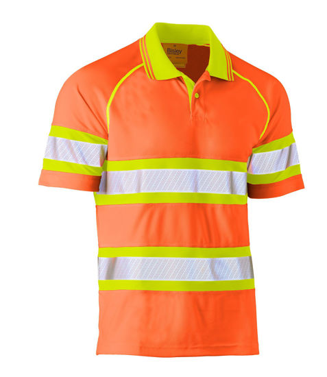 Picture of Bisley Taped Double Hi Vis Mesh Polo Short Sleeve BK1223T
