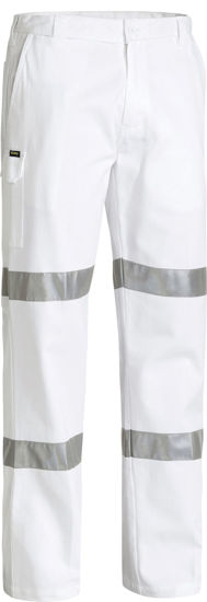 Picture of Bisley 3M Taped Cotton Drill White Work Pant BP6808T