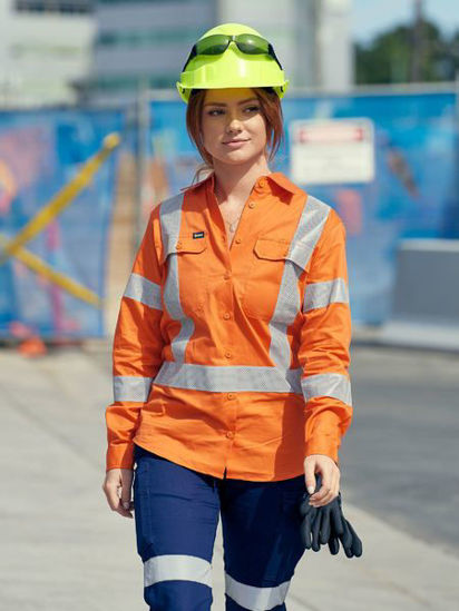 Picture of Bisley Women's X Taped Biomotion Hi Vis Cool Lightweight Drill Shirt BL6166XT