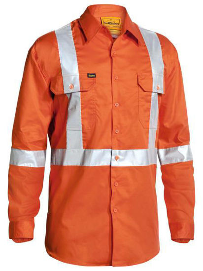 Picture of Bisley 3M X Taped Hi Vis Long Sleeve Mens Drill Shirt BS6156T